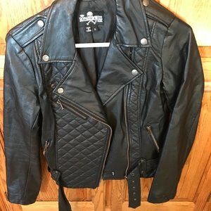 Royal Bones Faux Leather Moto Jacket (small)